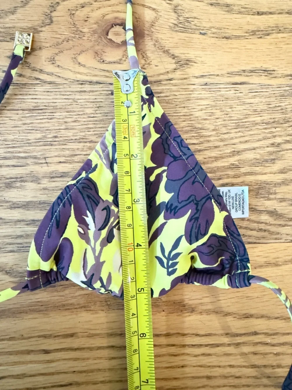 Tory Burch Yellow and Brown Bikini Top (Size XS)